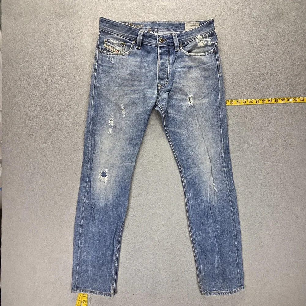 Diesel Jeans Mens 31x32 Blue Larkee-T Regular Tapered Button Fly Thunder 0075N